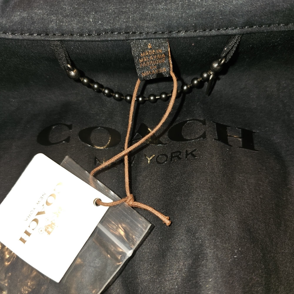 Coach, Stylish Black Belted Rain Coat, NWT, Size 4 - Picture 12 of 17